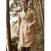 Runcati Mens Trench Coat Double Breasted Belted Windbreaker Jackets Lapel Lightweight Long Jacket Casual Overcoat(Khaki)