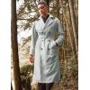 Runcati Mens Trench Coat Double Breasted Belted Windbreaker Jackets Lapel Lightweight Long Jacket Casual Overcoat(Light Grey)