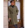 Runcati Mens Trench Coat Double Breasted Long Jacket Casual Windbreaker Notched Lapel Belted Overcoat(Army Green)