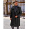 Runcati Mens Trench Coat Double Breasted Long Jacket Casual Windbreaker Notched Lapel Belted Overcoat(Black)