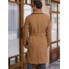 Runcati Mens Trench Coat Double Breasted Long Jacket Casual Windbreaker Notched Lapel Belted Overcoat(Brown)