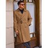 Runcati Mens Trench Coat Double Breasted Long Jacket Casual Windbreaker Notched Lapel Belted Overcoat(Brown)