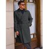 Runcati Mens Trench Coat Double Breasted Long Jacket Casual Windbreaker Notched Lapel Belted Overcoat(Dark Grey)