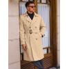 Runcati Mens Trench Coat Double Breasted Long Jacket Casual Windbreaker Notched Lapel Belted Overcoat(Khaki)