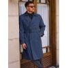 Runcati Mens Trench Coat Double Breasted Long Jacket Casual Windbreaker Notched Lapel Belted Overcoat(Navy Blue)