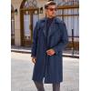 Runcati Mens Trench Coat Double Breasted Long Jacket Casual Windbreaker Notched Lapel Belted Overcoat(Navy Blue)