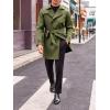 Runcati Mens Trench Coat Double Breasted Mid Long Jacket Casual Belted Overcoat Notched Lapel Windbreaker(Army Green)