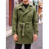 Runcati Mens Trench Coat Double Breasted Mid Long Jacket Casual Belted Overcoat Notched Lapel Windbreaker(Army Green)