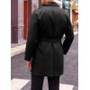 Runcati Mens Trench Coat Double Breasted Mid Long Jacket Casual Belted Overcoat Notched Lapel Windbreaker(Black)