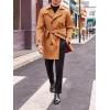 Runcati Mens Trench Coat Double Breasted Mid Long Jacket Casual Belted Overcoat Notched Lapel Windbreaker(Brown)