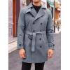 Runcati Mens Trench Coat Double Breasted Mid Long Jacket Casual Belted Overcoat Notched Lapel Windbreaker(Dark Grey)