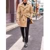 Runcati Mens Trench Coat Double Breasted Mid Long Jacket Casual Belted Overcoat Notched Lapel Windbreaker(Khaki)