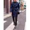 Runcati Mens Trench Coat Double Breasted Mid Long Jacket Casual Belted Overcoat Notched Lapel Windbreaker(Navy Blue)