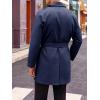 Runcati Mens Trench Coat Double Breasted Mid Long Jacket Casual Belted Overcoat Notched Lapel Windbreaker(Navy Blue)