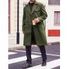 Runcati Mens Trench Coat Notch Lapel Double Breasted Peacoat Wool Blend Casual Long Overcoat(Army Green)