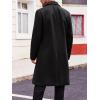 Runcati Mens Trench Coat Notch Lapel Double Breasted Peacoat Wool Blend Casual Long Overcoat(Black)
