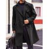 Runcati Mens Trench Coat Notch Lapel Double Breasted Peacoat Wool Blend Casual Long Overcoat(Black)