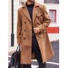 Runcati Mens Trench Coat Notch Lapel Double Breasted Peacoat Wool Blend Casual Long Overcoat(Brown)