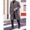 Runcati Mens Trench Coat Notch Lapel Double Breasted Peacoat Wool Blend Casual Long Overcoat(Dark Grey)