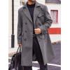 Runcati Mens Trench Coat Notch Lapel Double Breasted Peacoat Wool Blend Casual Long Overcoat(Dark Grey)