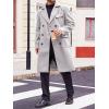 Runcati Mens Trench Coat Notch Lapel Double Breasted Peacoat Wool Blend Casual Long Overcoat(Grey)