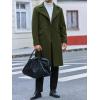 Runcati Mens Trench Coat Notch Lapel Slim Fit Double Breasted Long Pea Coat Winter Warm Overcoat(Army Green)