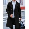 Runcati Mens Trench Coat Notch Lapel Slim Fit Double Breasted Long Pea Coat Winter Warm Overcoat(Black)