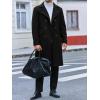 Runcati Mens Trench Coat Notch Lapel Slim Fit Double Breasted Long Pea Coat Winter Warm Overcoat(Black)