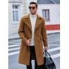 Runcati Mens Trench Coat Notch Lapel Slim Fit Double Breasted Long Pea Coat Winter Warm Overcoat(Brown)
