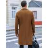 Runcati Mens Trench Coat Notch Lapel Slim Fit Double Breasted Long Pea Coat Winter Warm Overcoat(Brown)