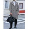 Runcati Mens Trench Coat Notch Lapel Slim Fit Double Breasted Long Pea Coat Winter Warm Overcoat(Gray)