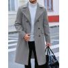 Runcati Mens Trench Coat Notch Lapel Slim Fit Double Breasted Long Pea Coat Winter Warm Overcoat(Gray)