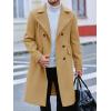 Runcati Mens Trench Coat Notch Lapel Slim Fit Double Breasted Long Pea Coat Winter Warm Overcoat(Khaki)