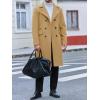 Runcati Mens Trench Coat Notch Lapel Slim Fit Double Breasted Long Pea Coat Winter Warm Overcoat(Khaki)