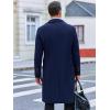 Runcati Mens Trench Coat Notch Lapel Slim Fit Double Breasted Long Pea Coat Winter Warm Overcoat(Navy)