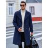 Runcati Mens Trench Coat Notch Lapel Slim Fit Double Breasted Long Pea Coat Winter Warm Overcoat(Navy)