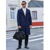 Runcati Mens Trench Coat Notch Lapel Slim Fit Double Breasted Long Pea Coat Winter Warm Overcoat(Navy)
