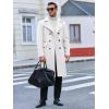 Runcati Mens Trench Coat Notch Lapel Slim Fit Double Breasted Long Pea Coat Winter Warm Overcoat(White)