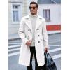 Runcati Mens Trench Coat Notch Lapel Slim Fit Double Breasted Long Pea Coat Winter Warm Overcoat(White)