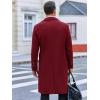 Runcati Mens Trench Coat Notch Lapel Slim Fit Double Breasted Long Pea Coat Winter Warm Overcoat(Wine Red)