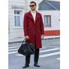 Runcati Mens Trench Coat Notch Lapel Slim Fit Double Breasted Long Pea Coat Winter Warm Overcoat(Wine Red)