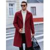 Runcati Mens Trench Coat Notch Lapel Slim Fit Double Breasted Long Pea Coat Winter Warm Overcoat(Wine Red)
