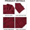 Runcati Mens Trench Coat Notch Lapel Slim Fit Double Breasted Long Pea Coat Winter Warm Overcoat(Wine Red)