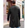 Runcati Mens Trench Coat Slim Fit Single Breasted Long Windbreaker Jacket Classic Lapel Casual Overcoat(Black)