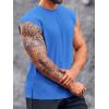 Runcati Mens Workout Tank Top Sleeveless Shirt Quick Dry Muscle Gym Bodybuilding Fitness Training T Shirts(Blue)