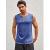 Runcati Men’s Workout Tank Tops Sleeveless Gym Muscle Henley Shirt Casual Basic Summer Beach Tops(Blue)