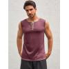Runcati Men’s Workout Tank Tops Sleeveless Gym Muscle Henley Shirt Casual Basic Summer Beach Tops(Burgundy)