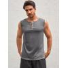 Runcati Men’s Workout Tank Tops Sleeveless Gym Muscle Henley Shirt Casual Basic Summer Beach Tops(Dark Grey)