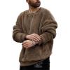 Mens Fuzzy Sherpa Sweatshirt Long Sleeve Fluffy Crew Neck Pullover Cozy Basic Unisex Fall Winter Warm Tops(Brown)