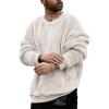 Mens Fuzzy Sherpa Sweatshirt Long Sleeve Fluffy Crew Neck Pullover Cozy Basic Unisex Fall Winter Warm Tops(Picture Color)